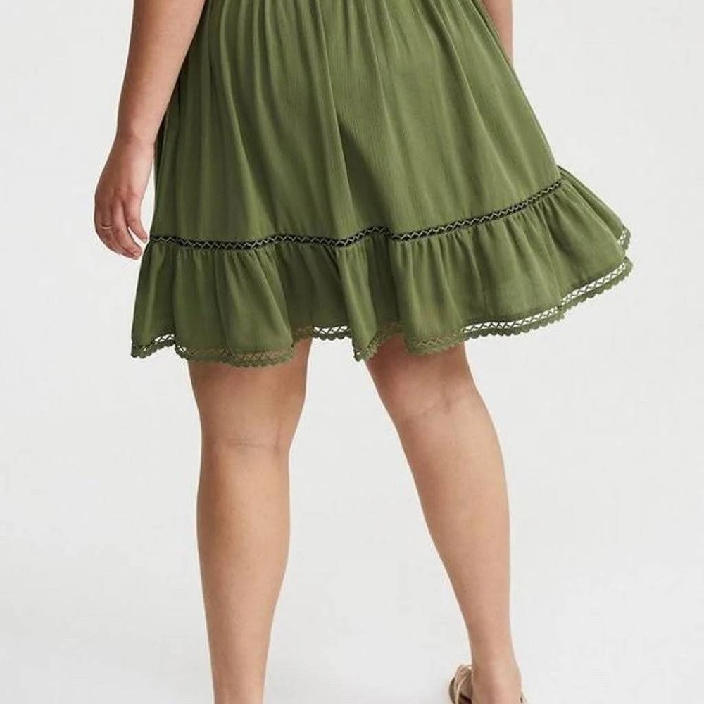 Torrid Tiered Lace Trim Mini Skirt‎ Large Green country concert summery 0 L/1X